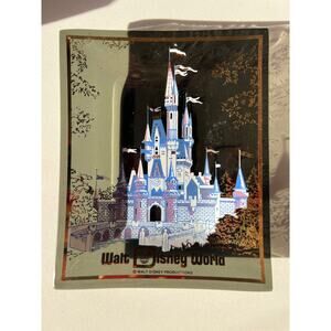 Walt Disney Productions 1970's Cinderella Castle Smoked Glass trinket dish